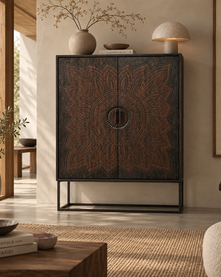 Rene Houtman Dallie Kast 2-Deurs Bruin/Zwart - H180 x B140 x D40 Cm