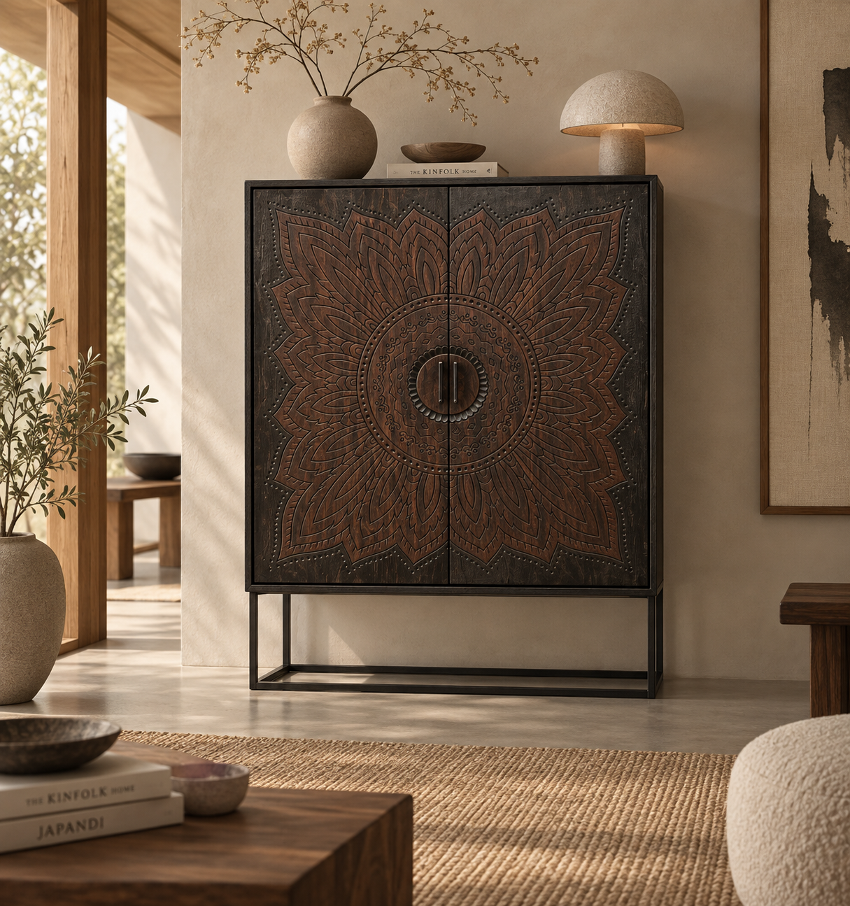 Rene Houtman Dallie Kast 2-Deurs Bruin/Zwart - H180 x B140 x D40 Cm