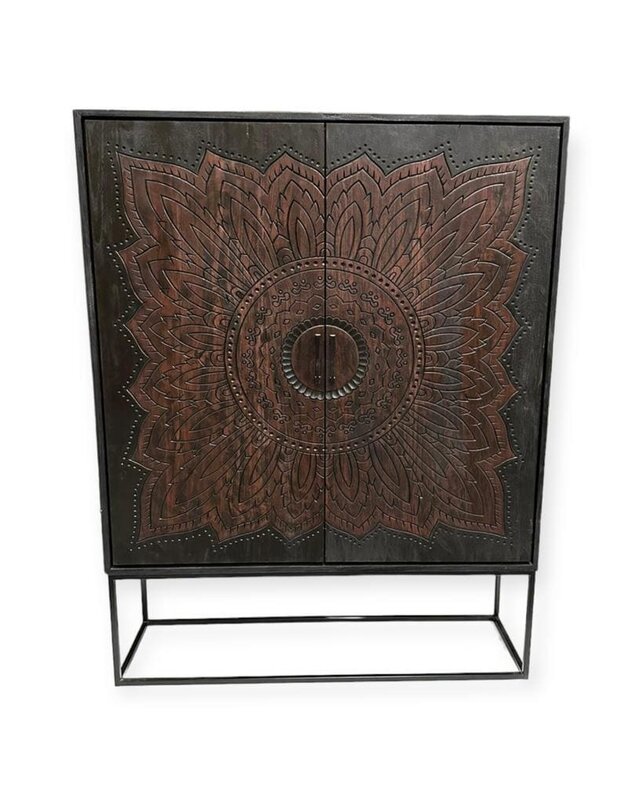 Rene Houtman Dallie Kast 2-Deurs Bruin/Zwart - H180 x B140 x D40 Cm