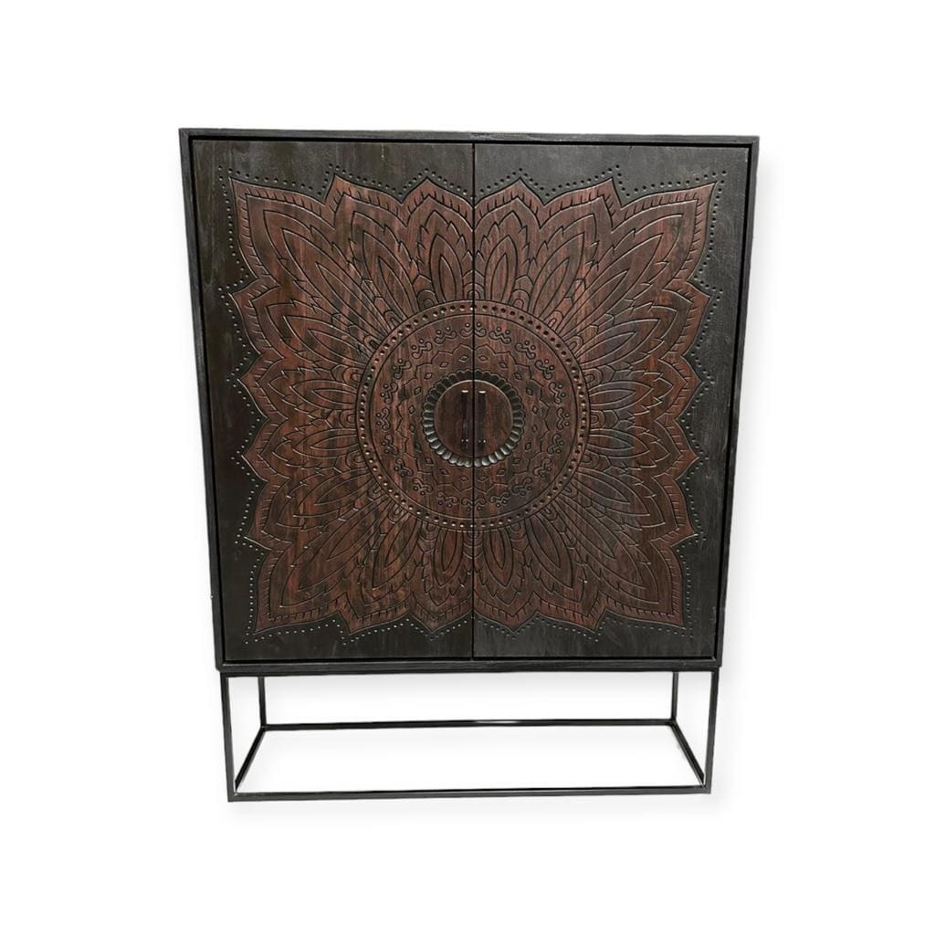 Rene Houtman Dallie Kast 2-Deurs Bruin/Zwart - H180 x B140 x D40 Cm