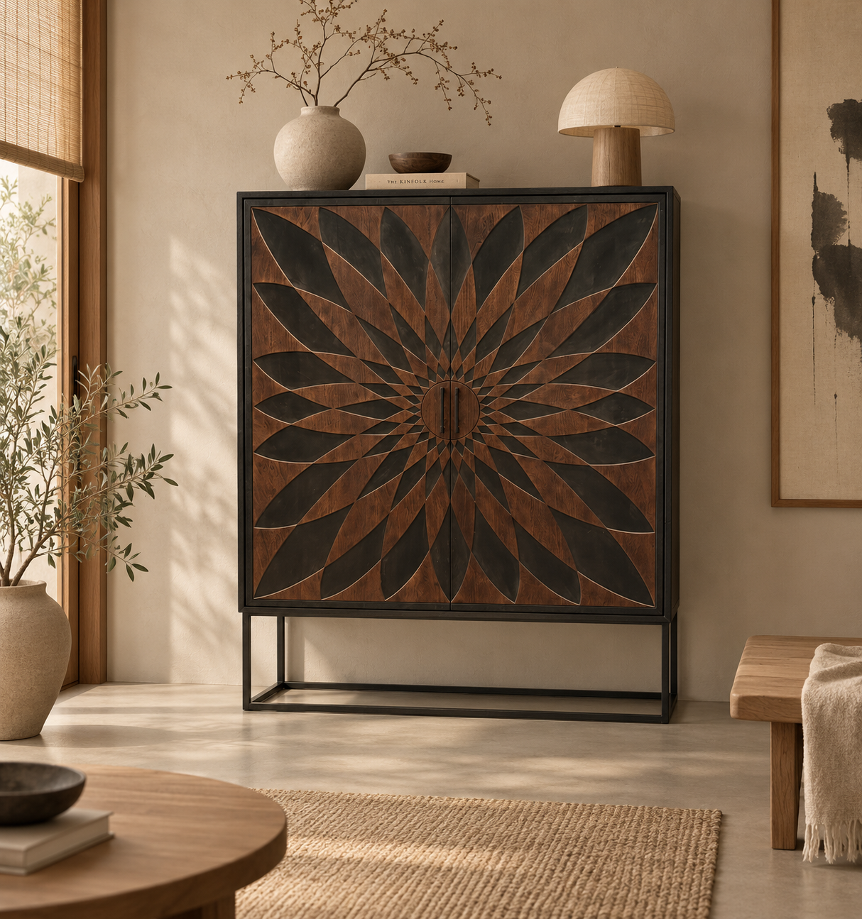 Rene Houtman Dallie Kast 2-Deurs Bruin/Zwart -  H180 x B140 x D40 Cm