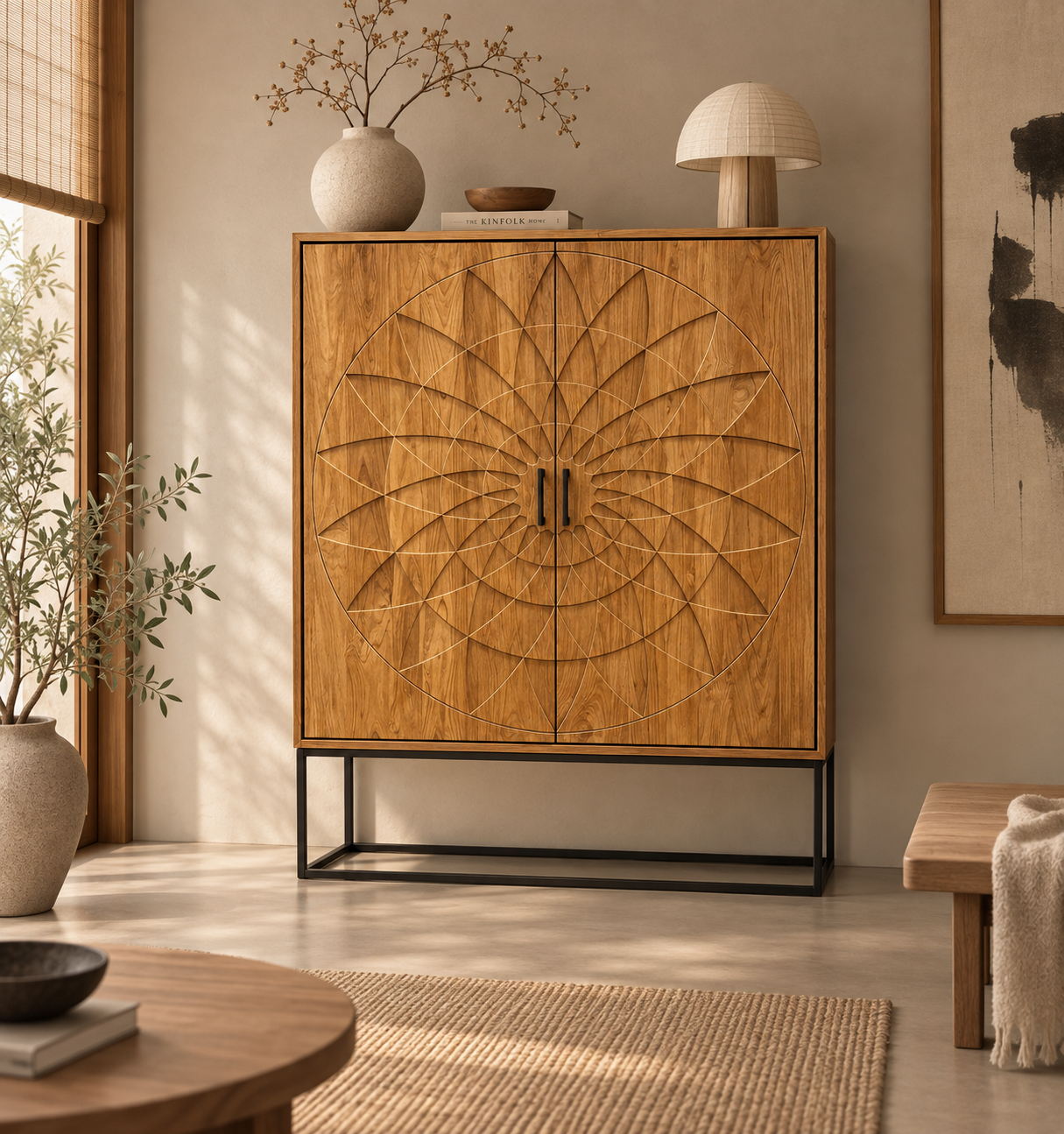 Rene Houtman Dallie Kast 2-Deurs Naturel - H180 x B140 x D40 Cm