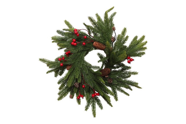 Rene Houtman Krans Met Rode Bessen | Groen | Kerst | D61 cm