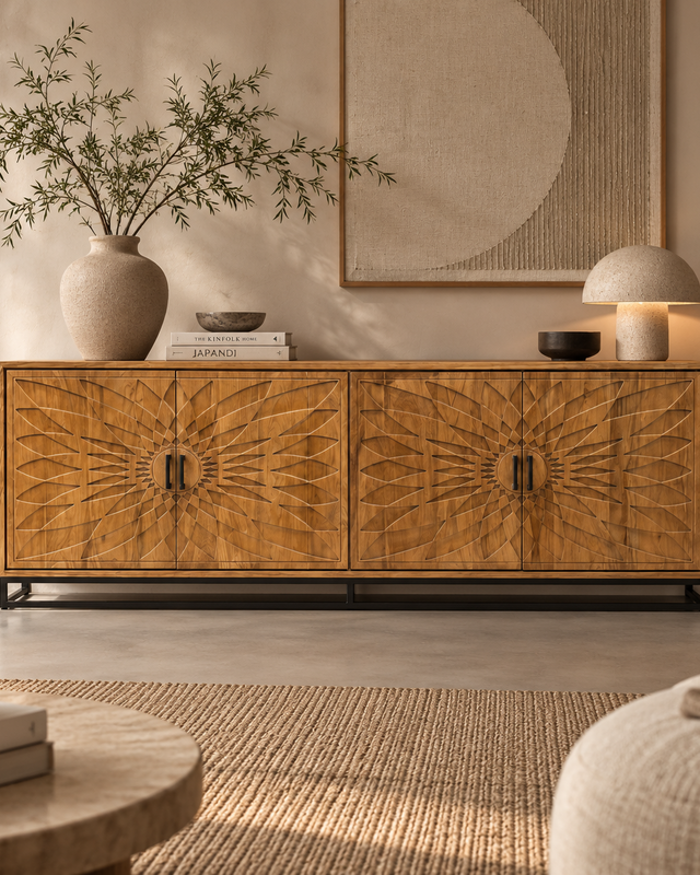 Rene Houtman Dallie Natural Dressoir 4-Deurs – H80 x B220 x D40 cm