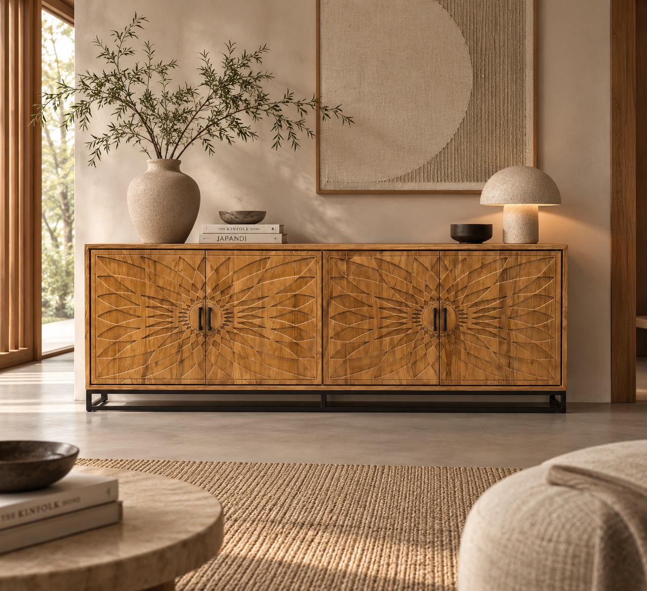 Rene Houtman Dallie Natural Dressoir 4-Deurs – H80 x B220 x D40 cm