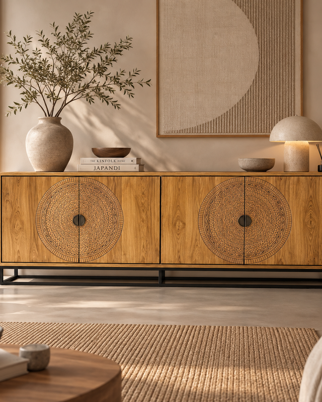 Rene Houtman Dallie Natural Dressoir 4-Deurs – H80 x B220 x D40 cm