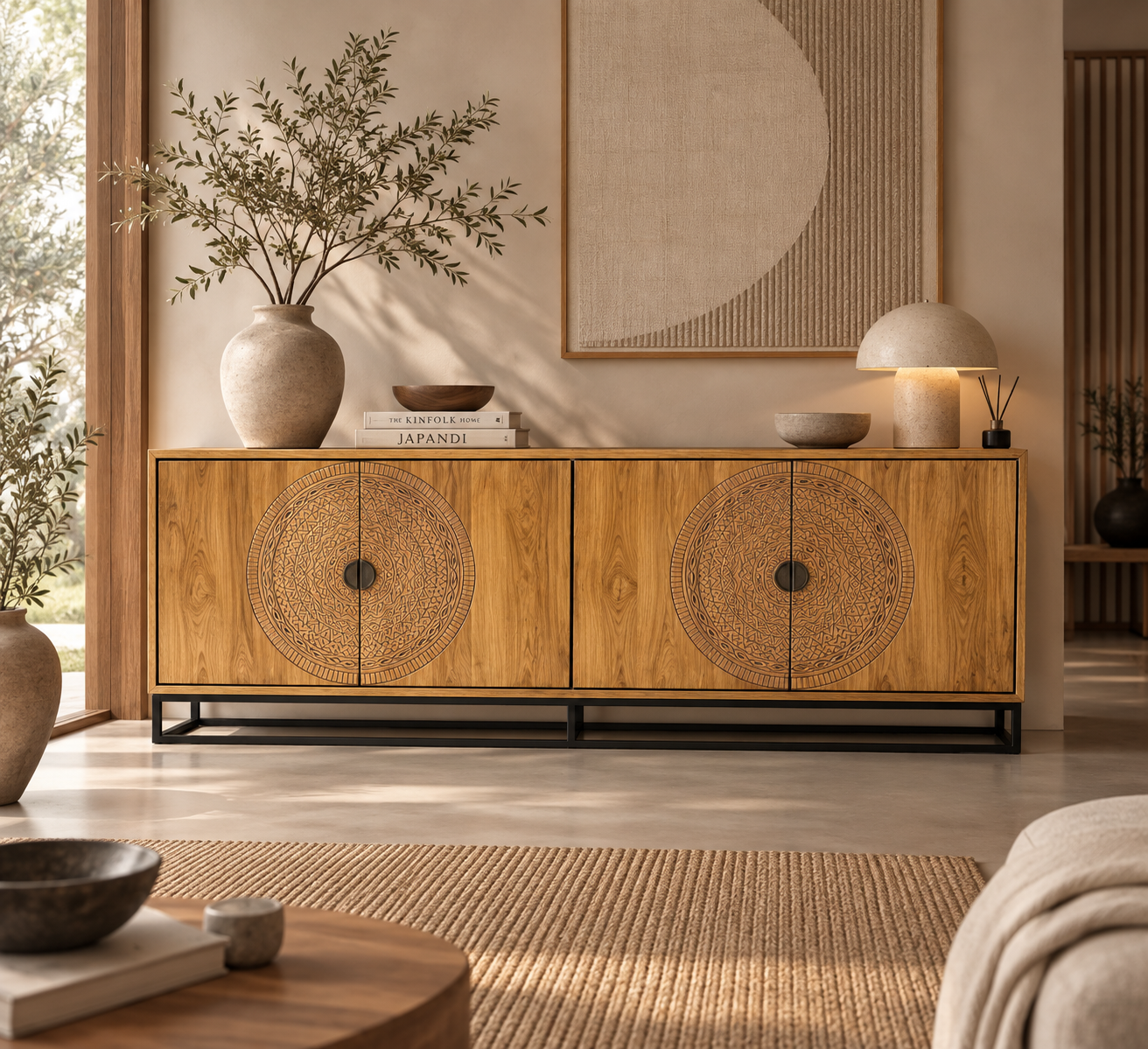 Rene Houtman Dallie Natural Dressoir 4-Deurs – H80 x B220 x D40 cm