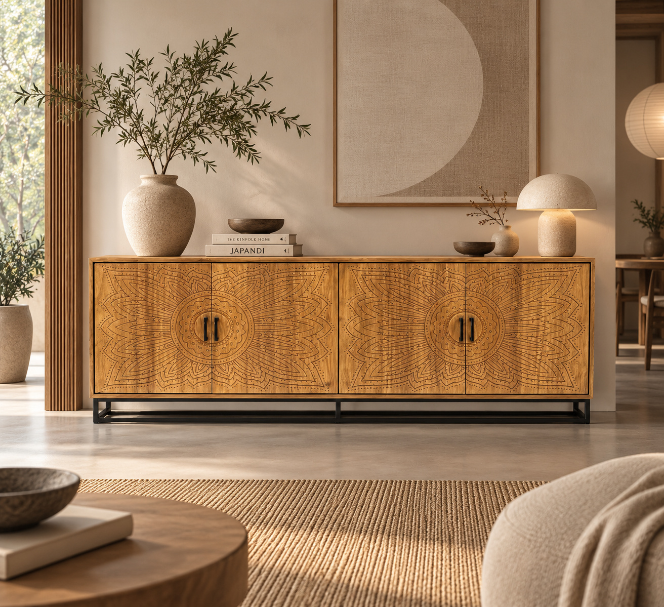 Rene Houtman Dallie Natural Dressoir 4-Deurs – H80 x B220 x D40 cm