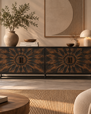 Rene Houtman Dallie Bruin/Zwart Dressoir 4-Deurs – H80 x B220 x D40 cm