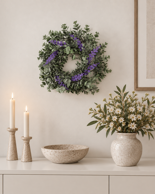 Rene Houtman Krans Met Lavendel S | Paars | D25 cm