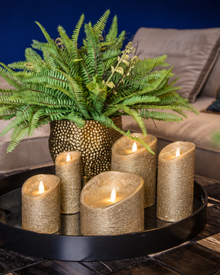 PTMD LED Lichtkaars | Set van 5 | Rustiek Goud | Beweegbare Vlam