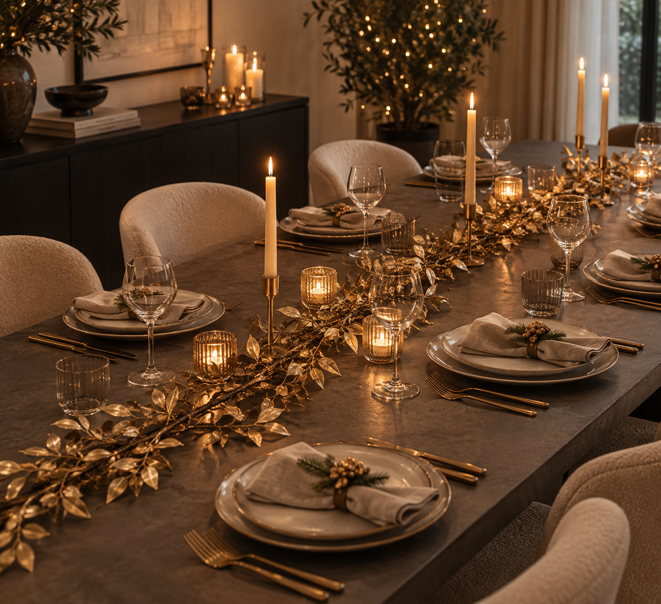 Rene Houtman Guirlande Buxus | Goud | L185 cm | Kerstdecoratie