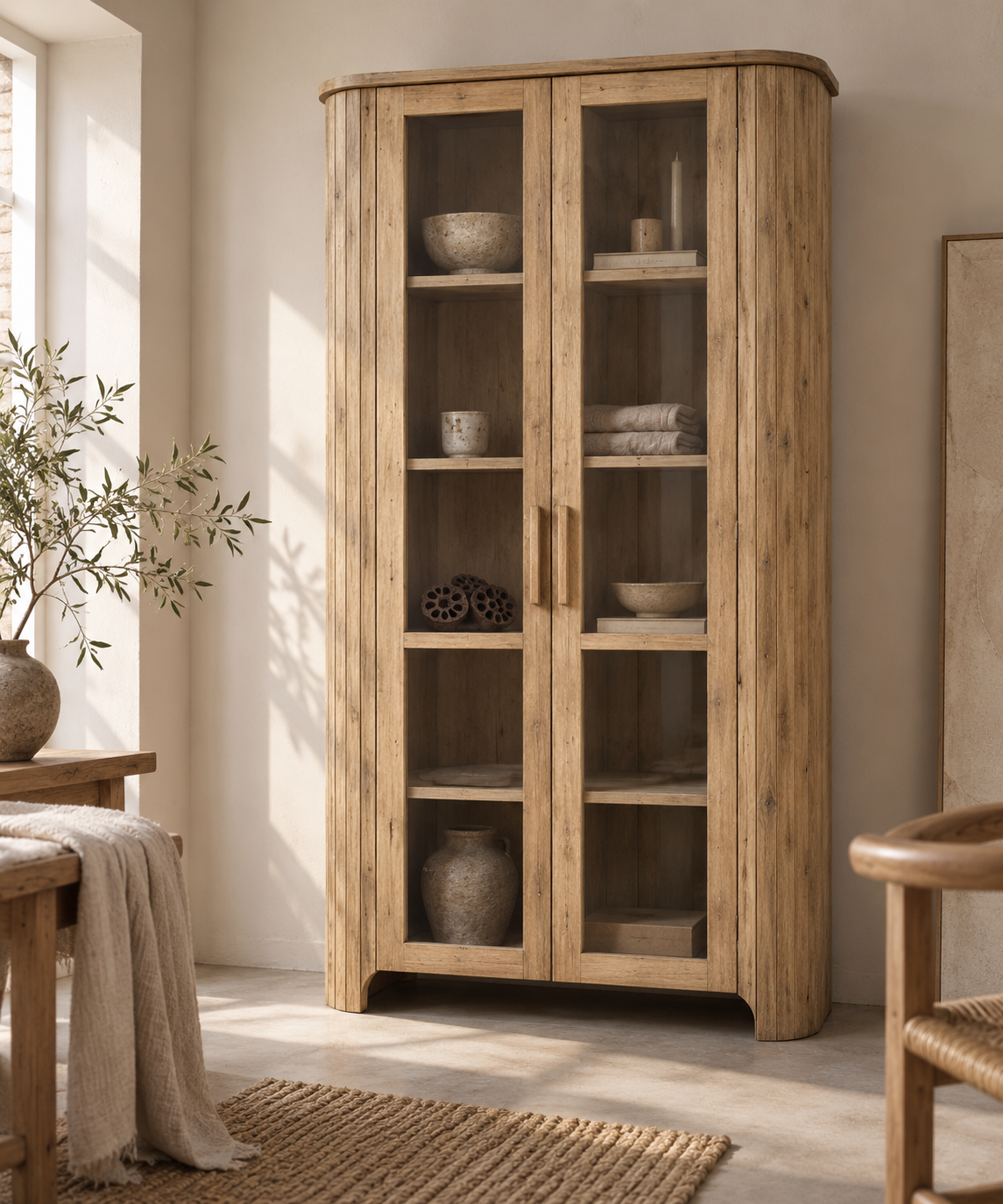 Rene Houtman Nela Vitrinekast 2-Deurs – H210 x B110 x D45 cm