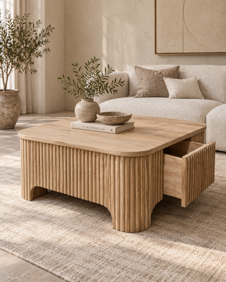 Rene Houtman Nela Salontafel – Naturel –H45 x B100 x D100 cm