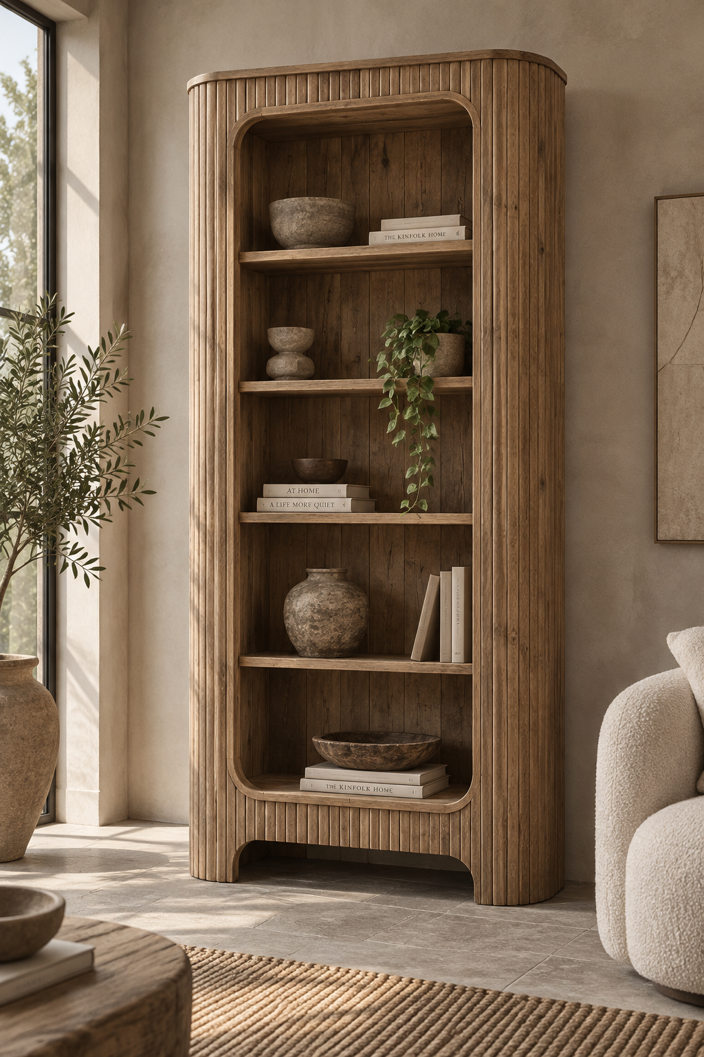 Rene Houtman Nela Boekenkast – Naturel – H220 x B120 x D40 cm