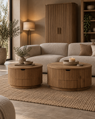 Rene Houtman Nela Salontafel Rond – Naturel – Verkrijgbaar in 2 maten