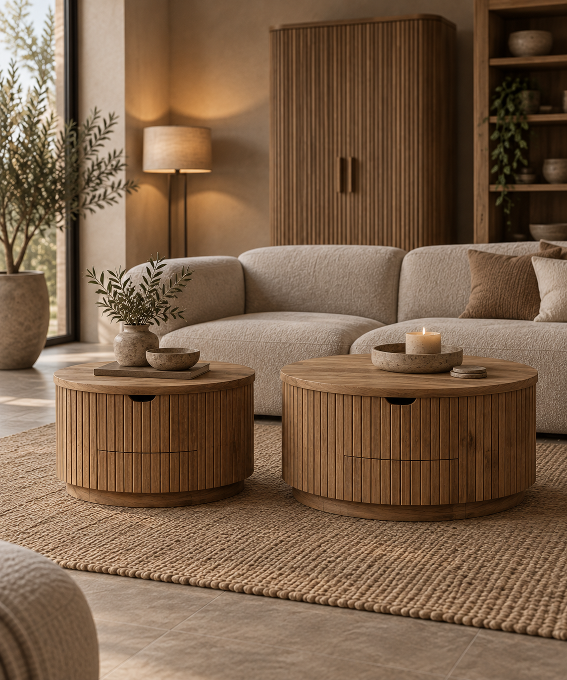 Rene Houtman Nela Salontafel Rond – Naturel – Verkrijgbaar in 2 maten
