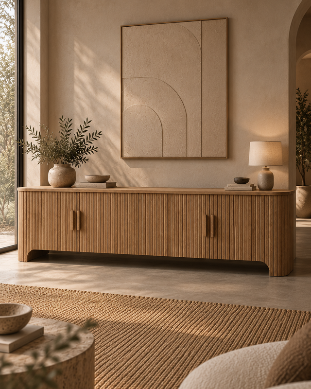 Rene Houtman Nela Dressoir 4-Deurs – Naturel – Verkrijgbaar in 2 maten