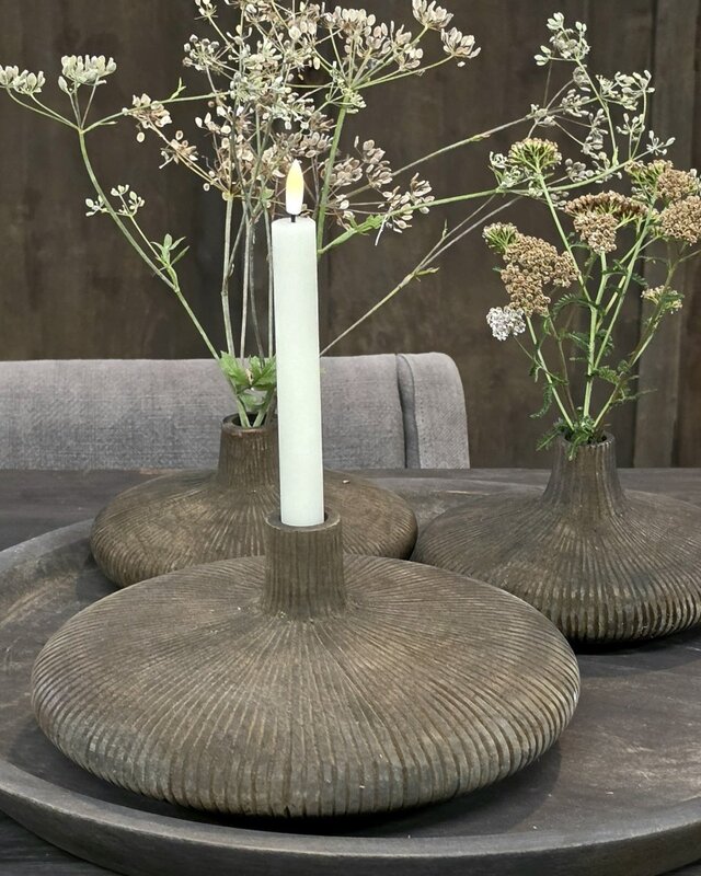 Rene Houtman Vaas Bida Dinerkaars Hout Antique Grey - 2 Maten