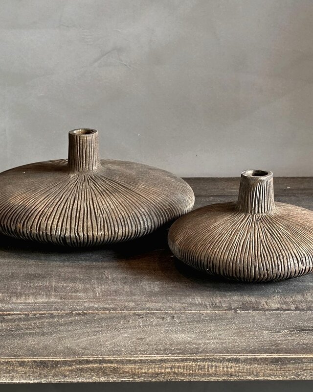 Rene Houtman Vaas Bida Dinerkaars Hout Antique Grey - 2 Maten