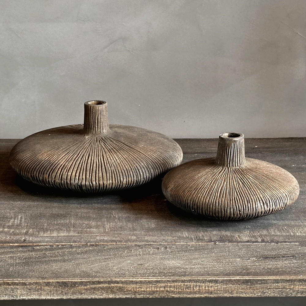 Rene Houtman Vaas Bida Dinerkaars Hout Antique Grey - 2 Maten