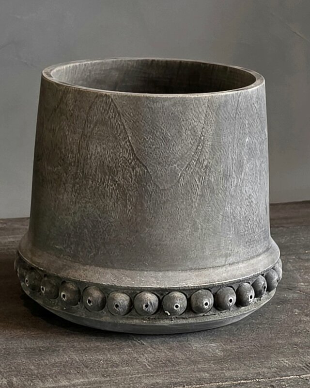 Rene Houtman Vaas/Pot Hout Ritvak Kraaltjes H20 x D25 Cm
