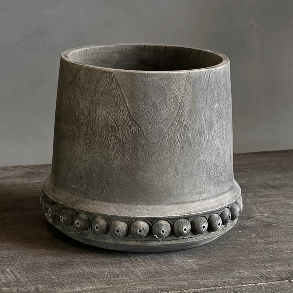 Rene Houtman Vaas/Pot Hout Ritvak Kraaltjes H20 x D25 Cm