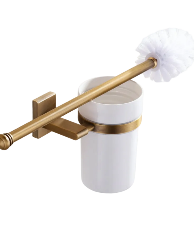 Rene Houtman Landelijke Toiletborstel – Antiek Brons Met Wit Keramiek – H37