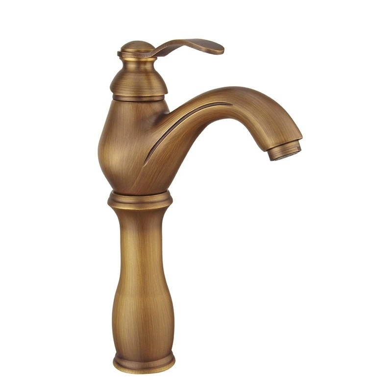 Rene Houtman Hoge Klassieke Wastafelkraan – Brons – L12,5 x B5,5 x H29 cm