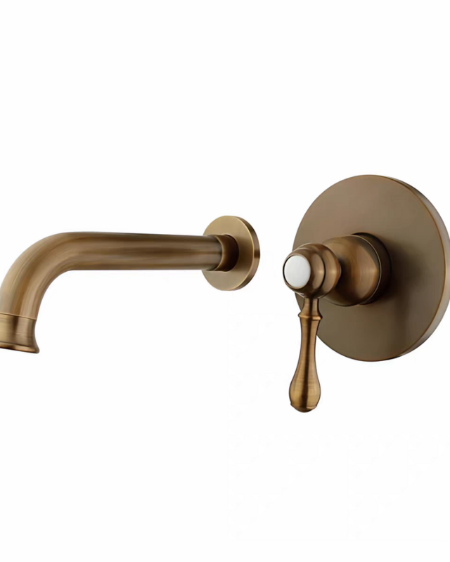 Rene Houtman Inbouw Wastafelkraan – Bronskleur – Wanduitloop 20 cm – L20 x B12 x H7,5 cm