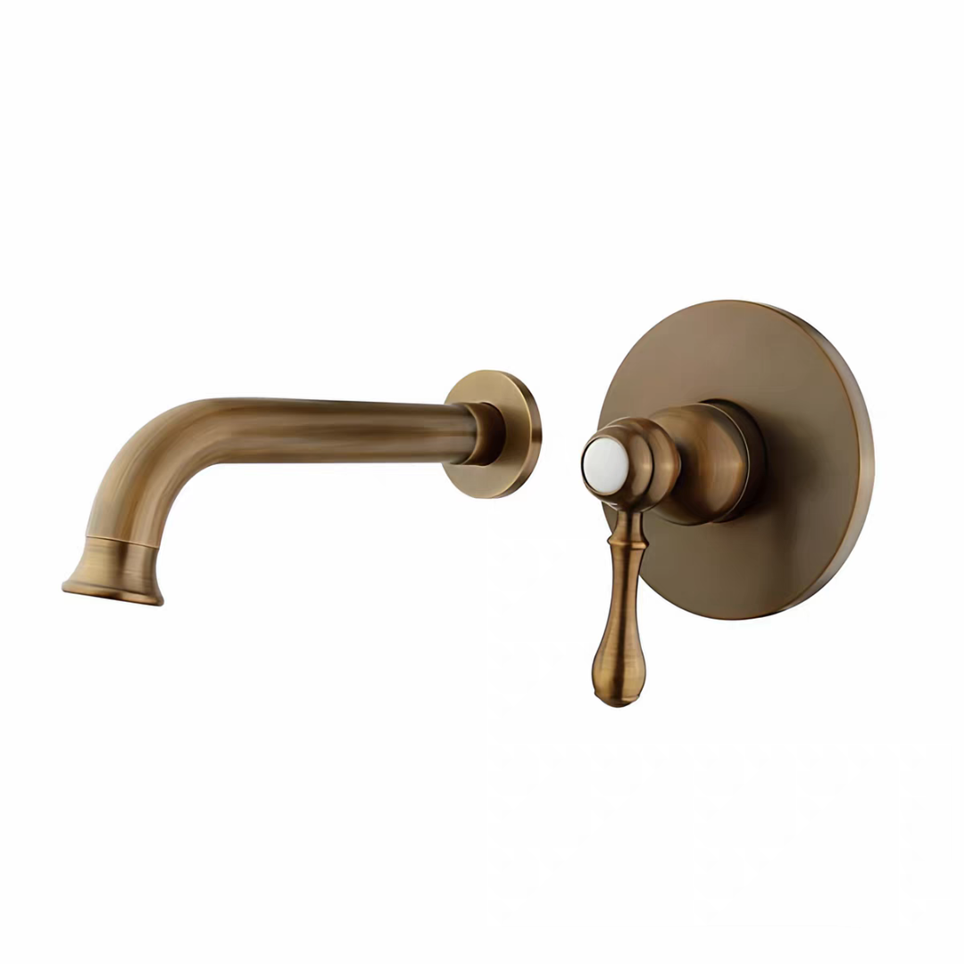 Rene Houtman Inbouw Wastafelkraan – Bronskleur – Wanduitloop 20 cm – L20 x B12 x H7,5 cm