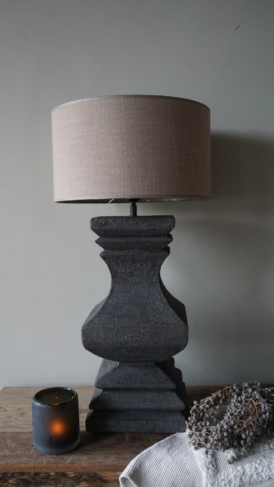 Rene Houtman Houten Lampvoet Dark Grey – H55 x B18 cm