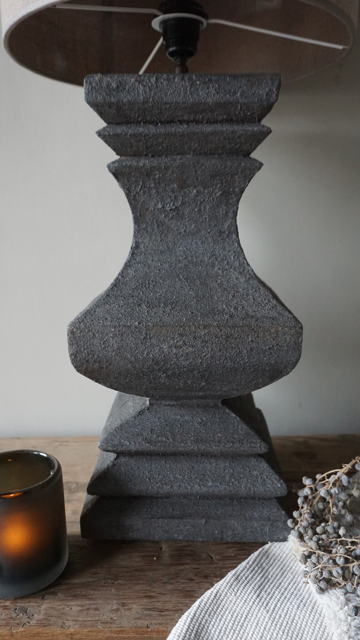 Rene Houtman Houten Lampvoet Dark Grey – H55 x B18 cm