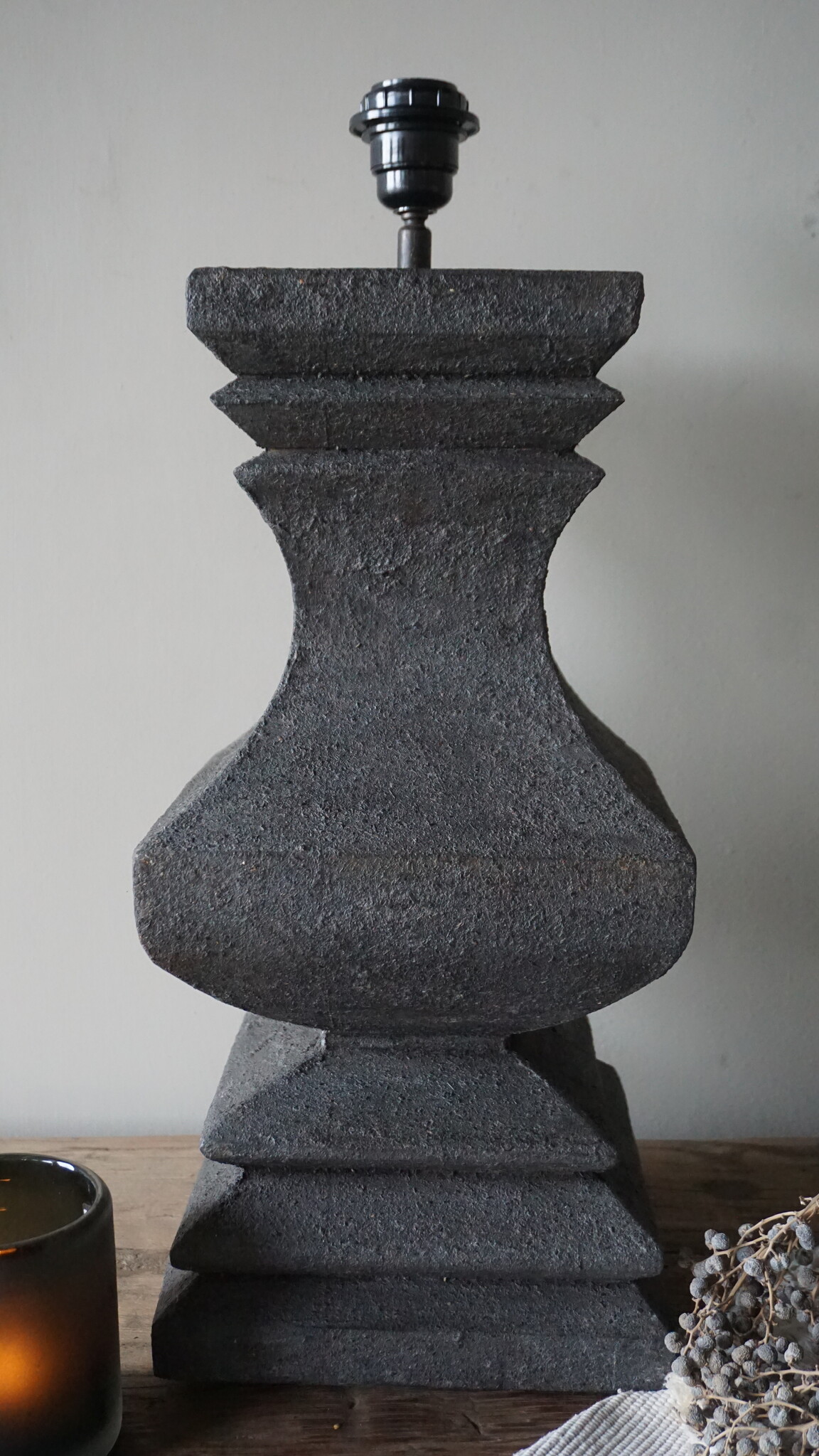 Rene Houtman Houten Lampvoet Dark Grey – H55 x B18 cm