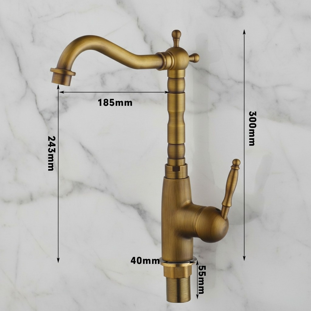 Rene Houtman Klassieke Bronzen Wastafelkraan H30 Cm