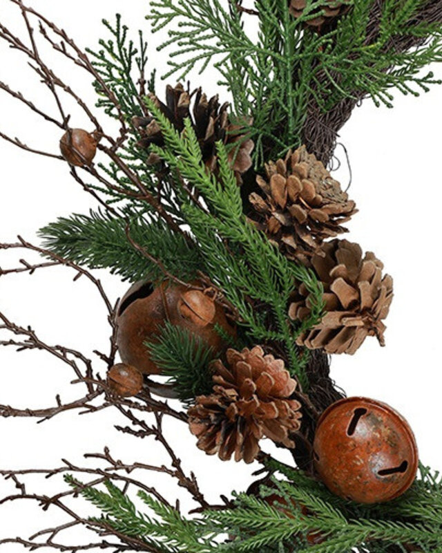 Rene Houtman Krans Met Bellen Betula | Picea Groen | D60 cm