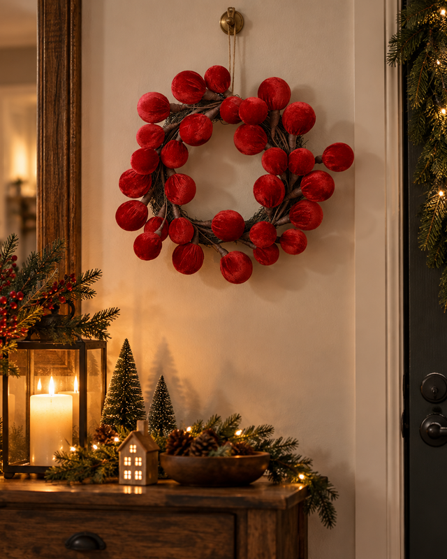 Rene Houtman Krans Christmas Balls L | Rood | D38 cm