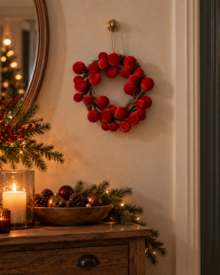 Rene Houtman Krans Christmas Balls S | Rood | D26 cm