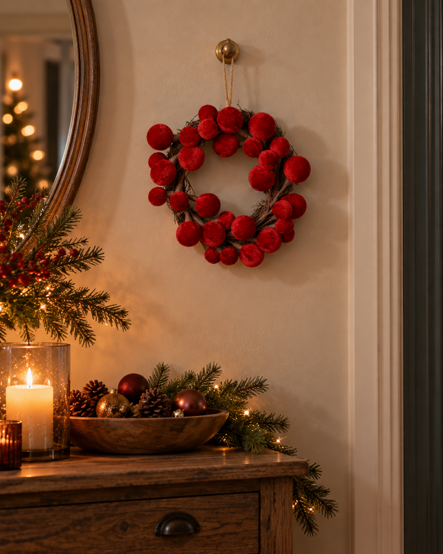 Rene Houtman Krans Christmas Balls S | Rood | D26 cm