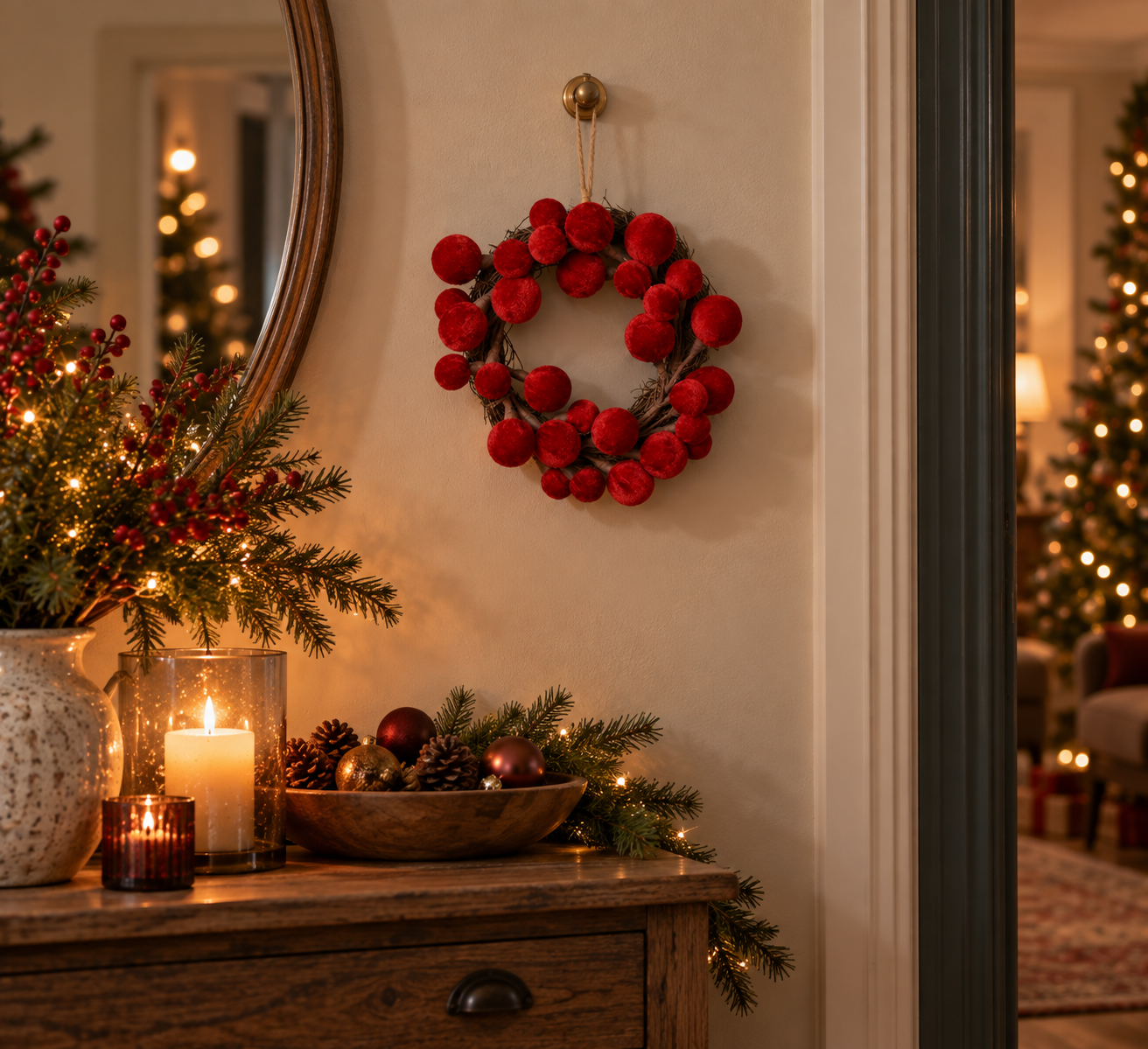 Rene Houtman Krans Christmas Balls S | Rood | D26 cm