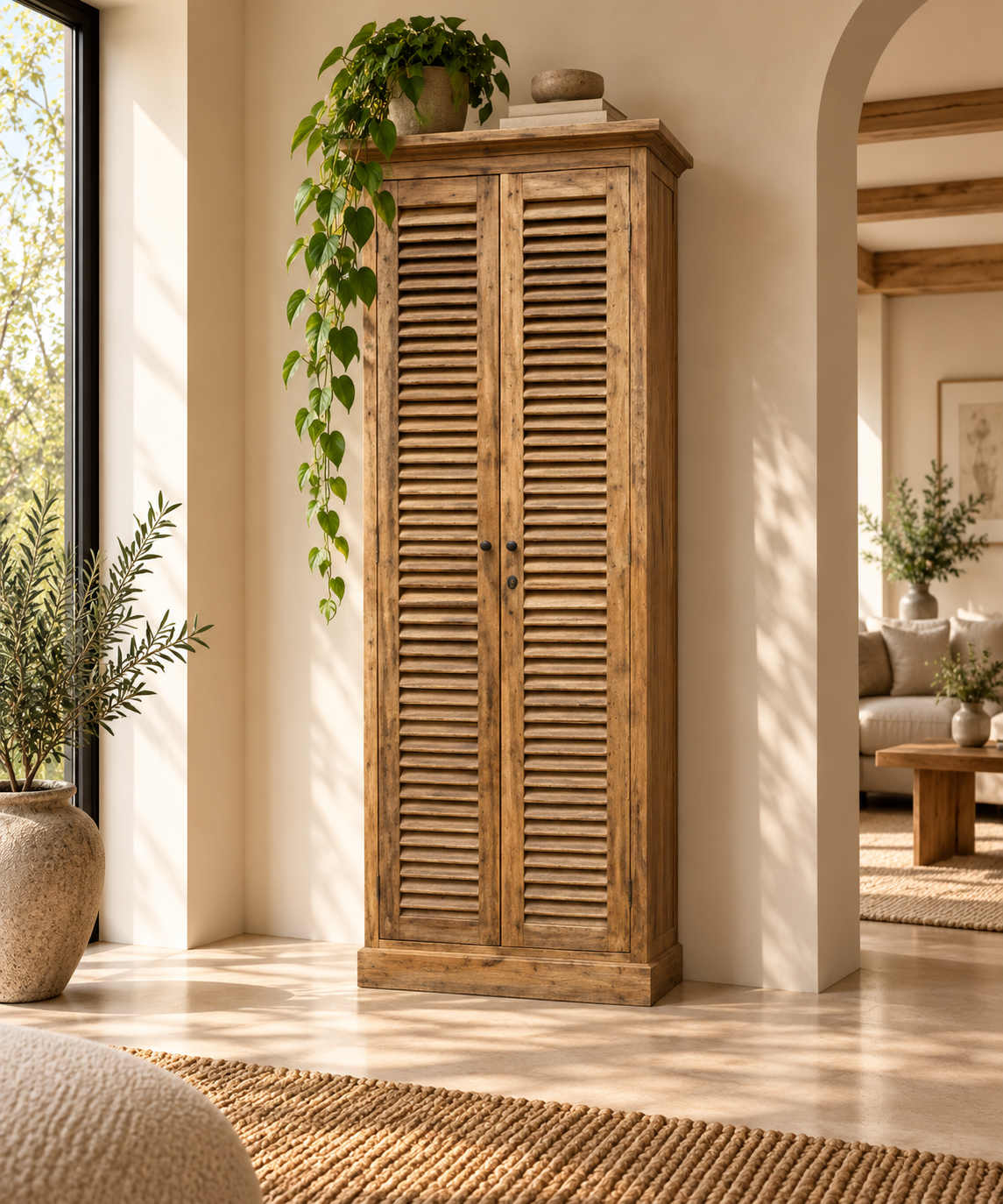 Rene Houtman Zeno Kast 2-Deurs – Naturel – L75 x B40 x H220 cm