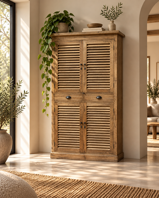 Rene Houtman Zeno Kast 4-Deurs met 2 Lades – Naturel – L100 x B40 x H200 cm