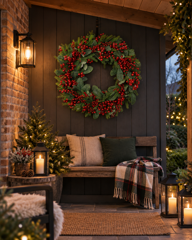 Rene Houtman Krans Ilex Met Bessen L | Rood | D90 cm