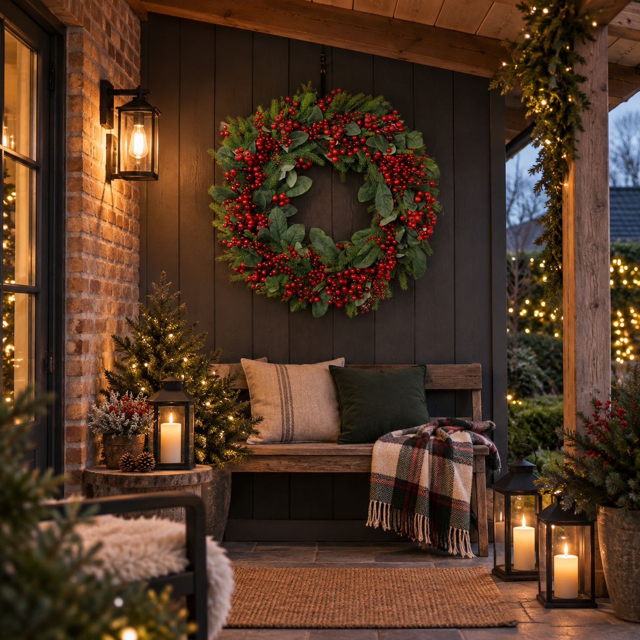 Rene Houtman Krans Ilex Met Bessen L | Rood | D90 cm