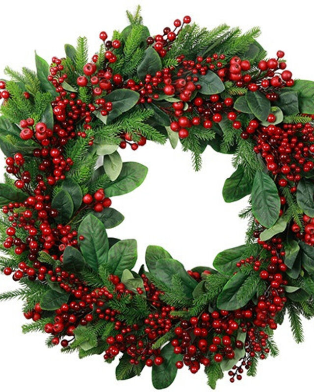 Rene Houtman Krans Ilex Met Bessen L | Rood | D90 cm