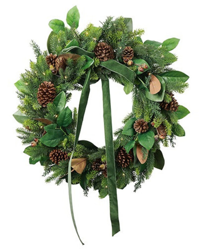 Rene Houtman LED Krans Dennenappel Joost S – Donkergroen – 71 x 71 x 13 cm