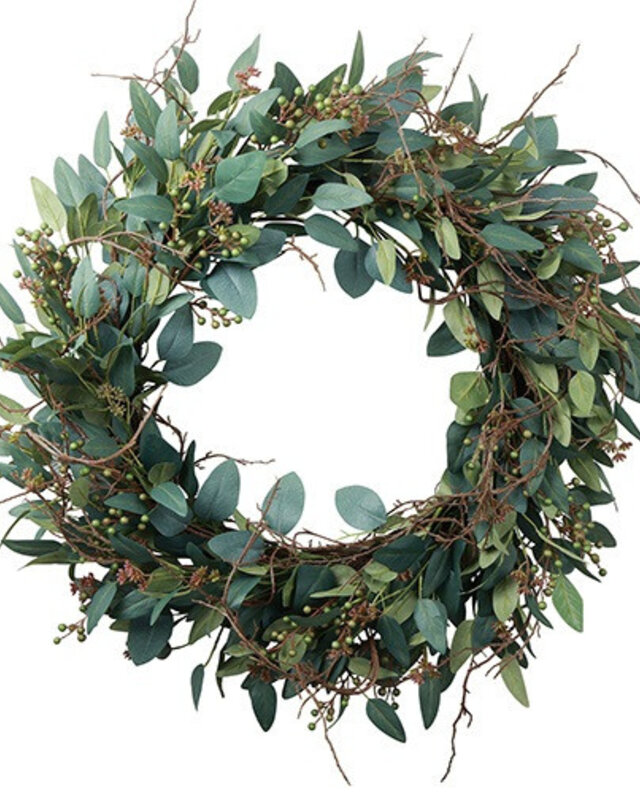 Rene Houtman Krans Eucalyptus L – Donkergroen – 71 x 71 x 12 cm