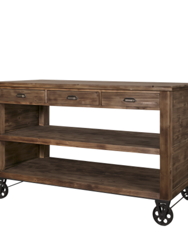 Rene Houtman Keukeneiland Op Wielen | Vurenhout | H90 x L150 x D70 cm