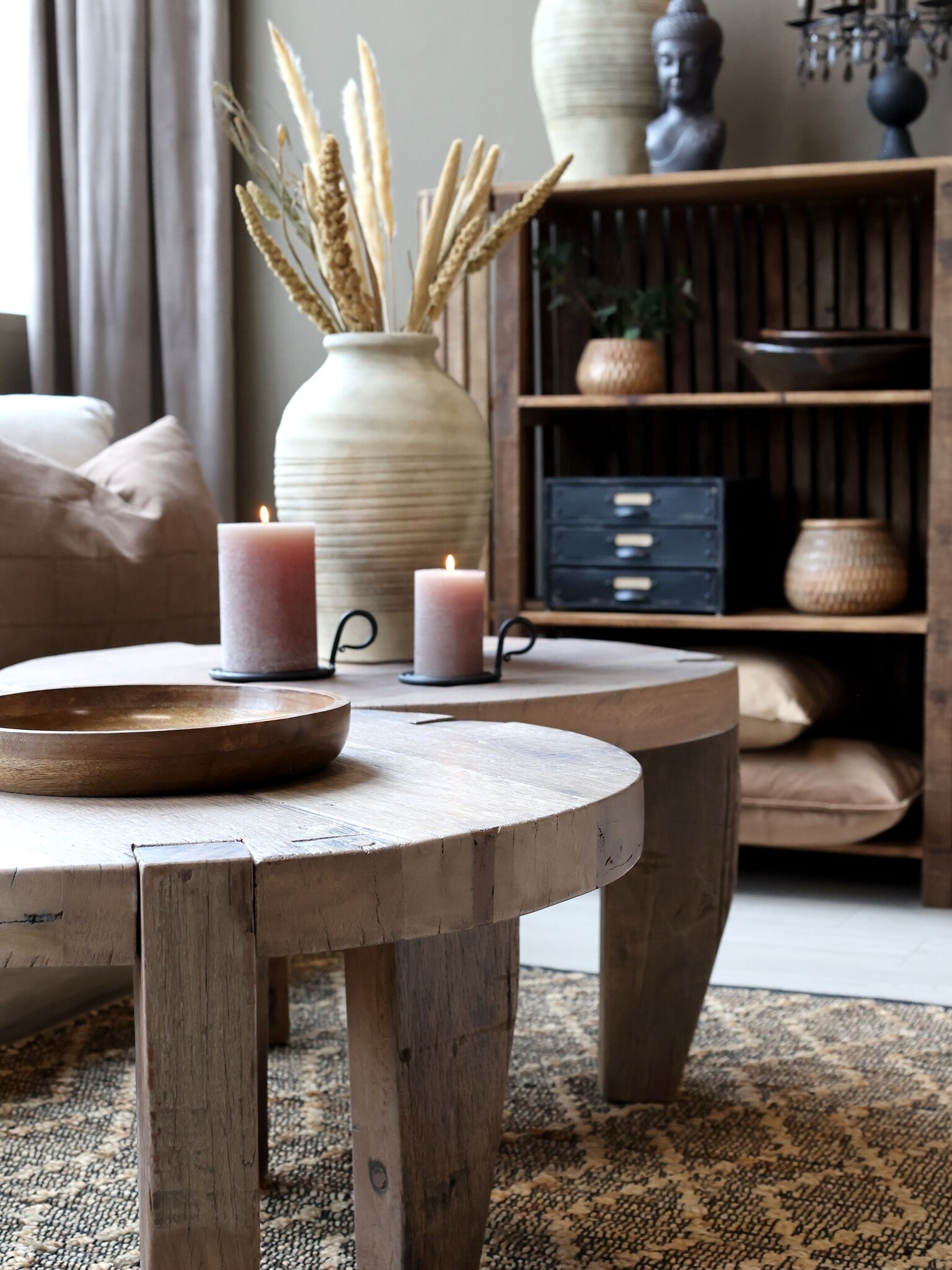 Rene Houtman Houten Salontafel Grimaud | Rond | H48 x D80 cm