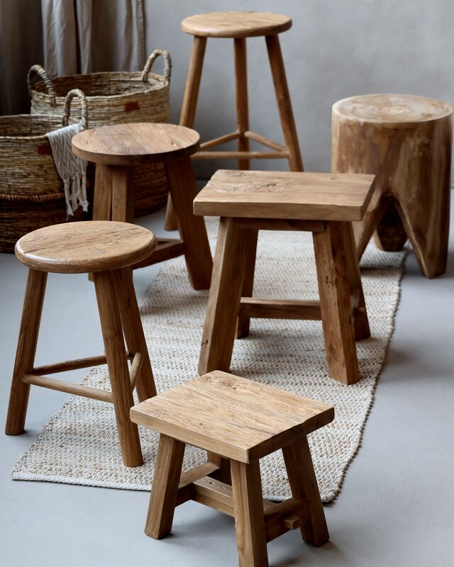 Rene Houtman Houten Stoel/Bijzettafel Grimaud | H45 x D45 cm
